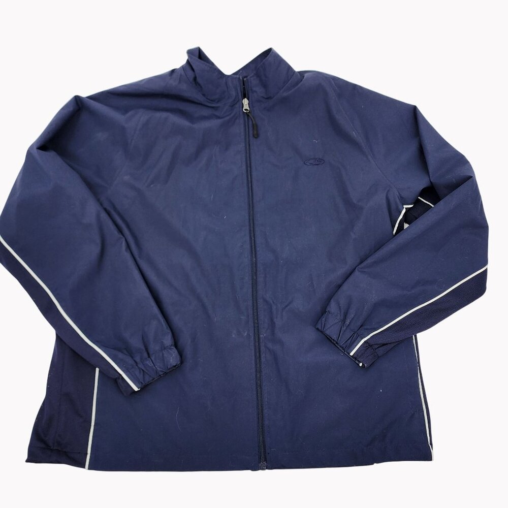 Champion Mens XL Track Jacket Navy Blue Zip Up Mesh Lined Athletic Warm Up